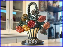 Antique Americana Hubley Cast Iron Decorative Flower Basket Doorstop Antique Americana Hubley Cast Iron Decorative Flower Basket Doorstop