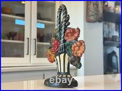 Antique Americana Hubley Cast Iron Decorative Flower Basket Doorstop Antique Americana Hubley Cast Iron Decorative Flower Basket Doorstop