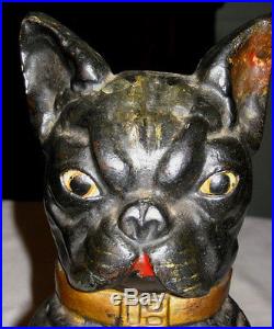 Antique Arcade Foundry Mfg. Boston Terrier Dog Doorstop Cast Iron Arcade Statue