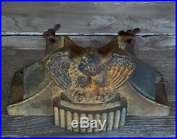 Antique Architectural Salvage Americana Cast Iron Eagle Flagpole Holder Doorstop