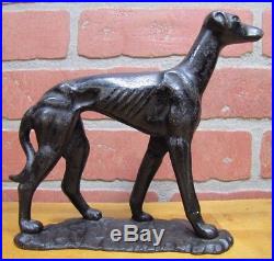 Antique Art Deco Cast Iron Greyhound Whippet Dog Doorstop Decorative Art Statue