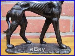 Antique Art Deco Cast Iron Greyhound Whippet Dog Doorstop Decorative Art Statue