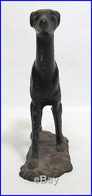 Antique Art Deco Cold Painted Cast Iron Figural Female Greyhound Doorstop yqz