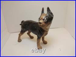 Antique BOSTON TERRIER Bulldog Cast Iron Dog DOORSTOP Vintage