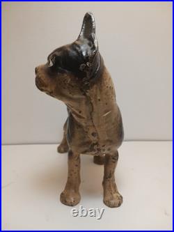 Antique BOSTON TERRIER Bulldog Cast Iron Dog DOORSTOP Vintage
