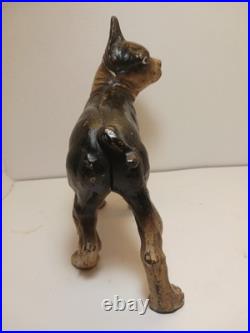 Antique BOSTON TERRIER Bulldog Cast Iron Dog DOORSTOP Vintage