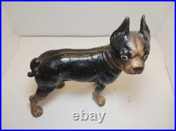 Antique BOSTON TERRIER Bulldog Cast Iron Dog DOORSTOP Vintage