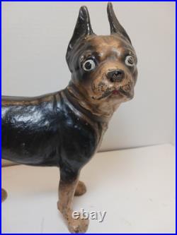 Antique BOSTON TERRIER Bulldog Cast Iron Dog DOORSTOP Vintage