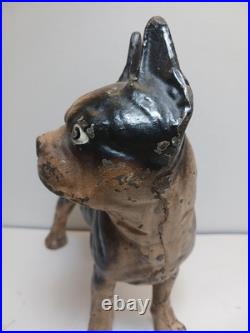 Antique BOSTON TERRIER Bulldog Cast Iron Dog DOORSTOP Vintage