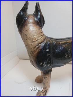 Antique BOSTON TERRIER Bulldog Cast Iron Dog DOORSTOP Vintage