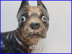 Antique BOSTON TERRIER Bulldog Cast Iron Dog DOORSTOP Vintage