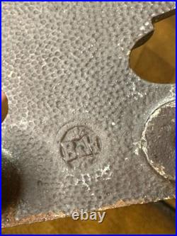 Antique B&H Cast Iron Floral Basket Doorstop 8.5 Tall Original Paint USA