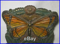 Antique B&h Bradley Hubbard Cast Iron Flower Garden Butterfly Doorstop Bookend