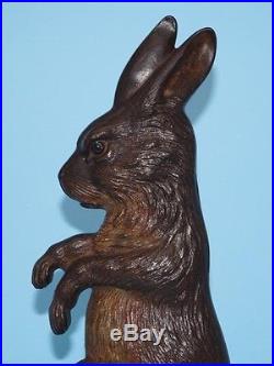Antique Begging Rabbit Cast Iron Metal Art B&H Doorstop Bradley and Hubbard
