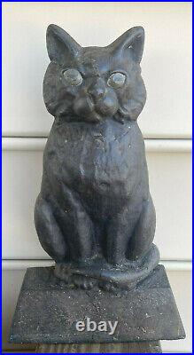 Antique Black Cat Door Stop Cast Iron Figure