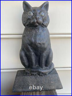 Antique Black Cat Door Stop Cast Iron Figure