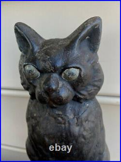 Antique Black Cat Door Stop Cast Iron Figure