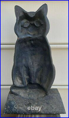 Antique Black Cat Door Stop Cast Iron Figure