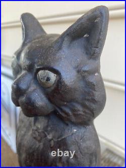 Antique Black Cat Door Stop Cast Iron Figure