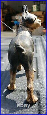 Antique Black/Tan BOSTON TERRIER BULLDOG Cast Iron Dog Doorstop Statue