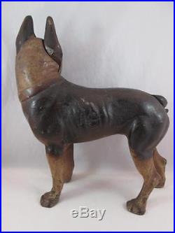 Antique Black/Tan Hubley BOSTON TERRIER BULLDOG Cast Iron Dog Doorstop Statue