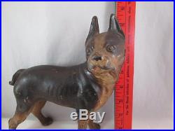 Antique Black/Tan Hubley BOSTON TERRIER BULLDOG Cast Iron Dog Doorstop Statue