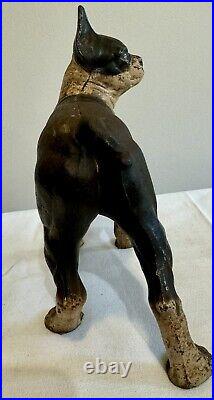 Antique Black & White Cast Iron Boston Terrier Doorstop Early 1900s