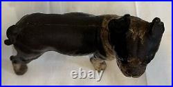 Antique Black & White Cast Iron Boston Terrier Doorstop Early 1900s