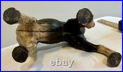 Antique Black & White Cast Iron Boston Terrier Doorstop Early 1900s