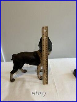 Antique Black & White Cast Iron Boston Terrier Doorstop Early 1900s
