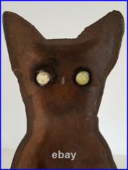 Antique Boston Terrier Bulldog Glass Eye Cast Iron Doorstop Gargoyle Dog Gothic