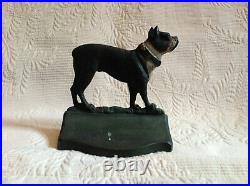 Antique Boston Terrier Dog Cast Iron Bookends Bradley Hubbard 1926 or Doorstop