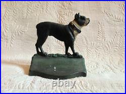Antique Boston Terrier Dog Cast Iron Bookends Bradley Hubbard 1926 or Doorstop