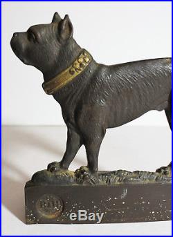 Antique Boston Terrier Dog Cast Iron Bookends Bradley Hubbard 1926 or Doorstops