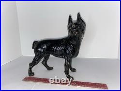 Antique Boxer Terrier Bull Dog Doorstop Metal Cast Iron Statue All Original