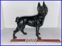 Antique Boxer Terrier Bull Dog Doorstop Metal Cast Iron Statue All Original