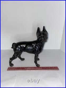Antique Boxer Terrier Bull Dog Doorstop Metal Cast Iron Statue All Original
