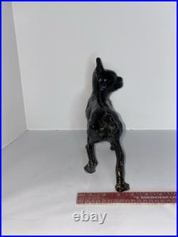 Antique Boxer Terrier Bull Dog Doorstop Metal Cast Iron Statue All Original