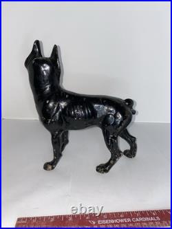 Antique Boxer Terrier Bull Dog Doorstop Metal Cast Iron Statue All Original
