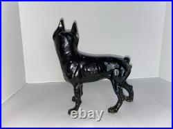 Antique Boxer Terrier Bull Dog Doorstop Metal Cast Iron Statue All Original