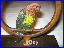 Antique Bradley Hubbard B&h Cast Iron Parrot Parakeet Bird Art Statue Doorstop