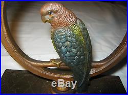 Antique Bradley Hubbard B&h Cast Iron Parrot Parakeet Bird Art Statue Doorstop