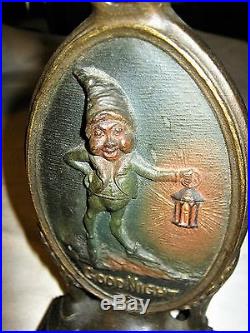 Antique Bradley Hubbard Cast Iron Brownie Gnome Elf Lamp Art Statue Doorstop Us