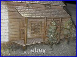 Antique Bradley Hubbard Cast Iron Cabin In Woods House Porch Tree Art Doorstop