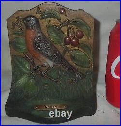 Antique Bradley Hubbard Cast Iron Robin Bird Audubon Garden (1) Bookend Doorstop