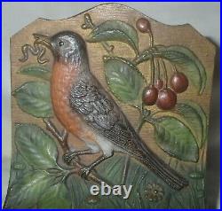 Antique Bradley Hubbard Cast Iron Robin Bird Audubon Garden (1) Bookend Doorstop