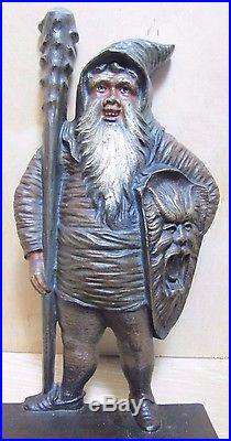 Antique Bradley & Hubbard Cast Iron Warrior Gnome Elf Man Krampus Doorstop B&H