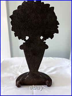 Antique Bradley & Hubbard Tall Urn with Flowers Cast Iron Door Stop