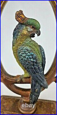 Antique Bradley Hubbard USA Parrot Paint Bird Art Statue Cast Iron Doorstop B&H Antique Bradley Hubbard USA Parrot Paint Bird Art Statue Cast Iron Doorstop B&H