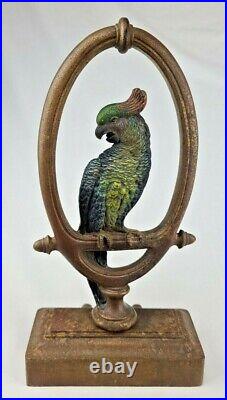 Antique Bradley Hubbard USA Parrot Paint Bird Art Statue Cast Iron Doorstop B&H Antique Bradley Hubbard USA Parrot Paint Bird Art Statue Cast Iron Doorstop B&H